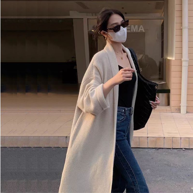 New Style Vintage Thick Twist Knit Long Loose Rib Robe Cardigan Korean ...