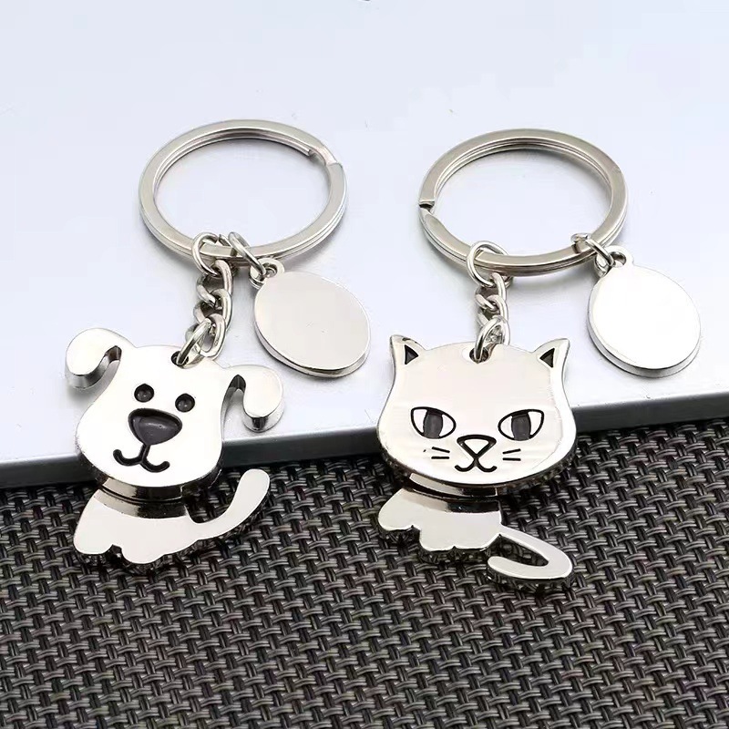 Creative Shaking Head Dog Cat Keychain Simple Pet Metal Keyrings Car ...