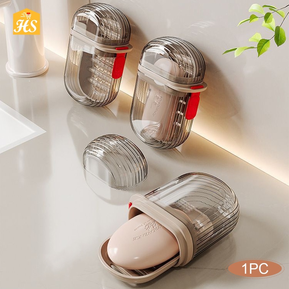 HS Travel Soap Box With Lid Portable Soap Box Drained Design Oval ...