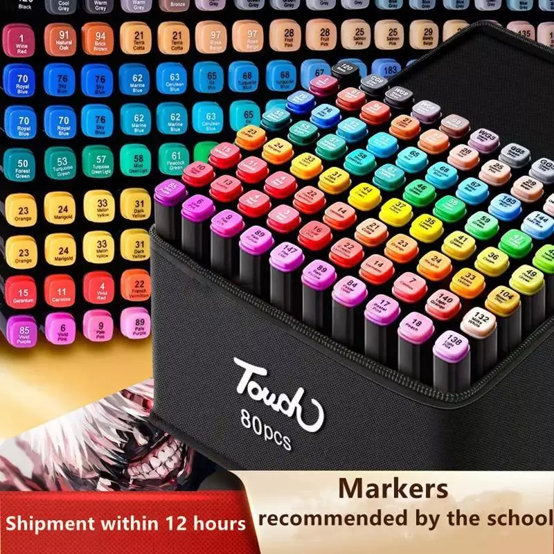 marker 24/30/36/48/60/80/120 color marker Alcohol markers Set Touch Marker  Pen Highlighter Pen Set coloring set copic markers