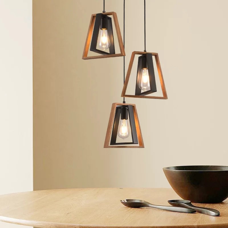 American Rustic Wood Pendant Light Vintage Kitchen Bar Counter Cafe ...