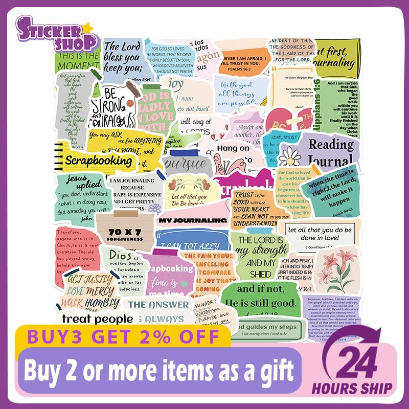 50pcs Jesus Christians Religion Bible Verse Stickers Phrase Decals ...