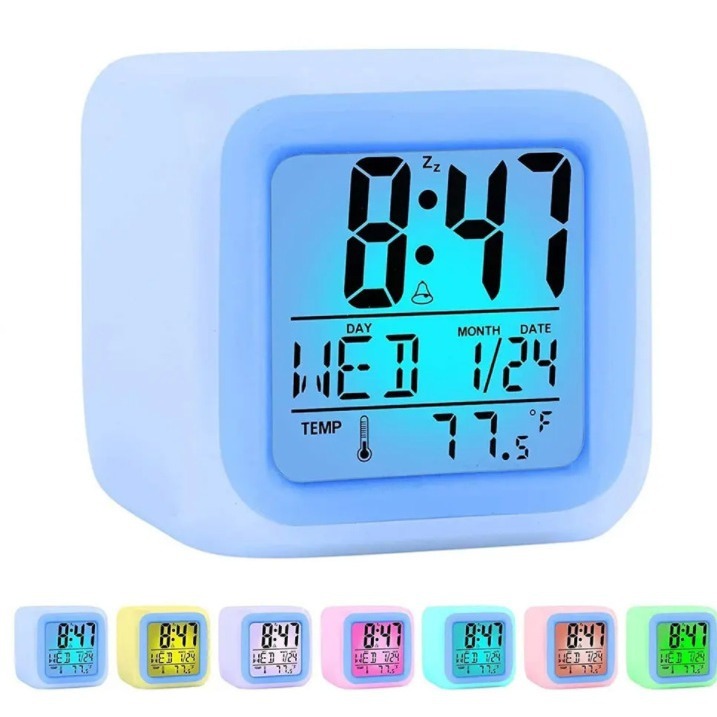 Colorful Alarm Clock, LED Digital Alarm Clock for Kids with Snooze, 7 ...