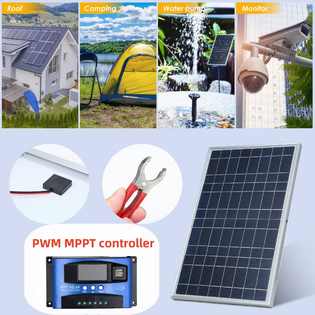 100W Solar Panel 12V Portable Solar Cell and MPPT PWM 30A controller ...