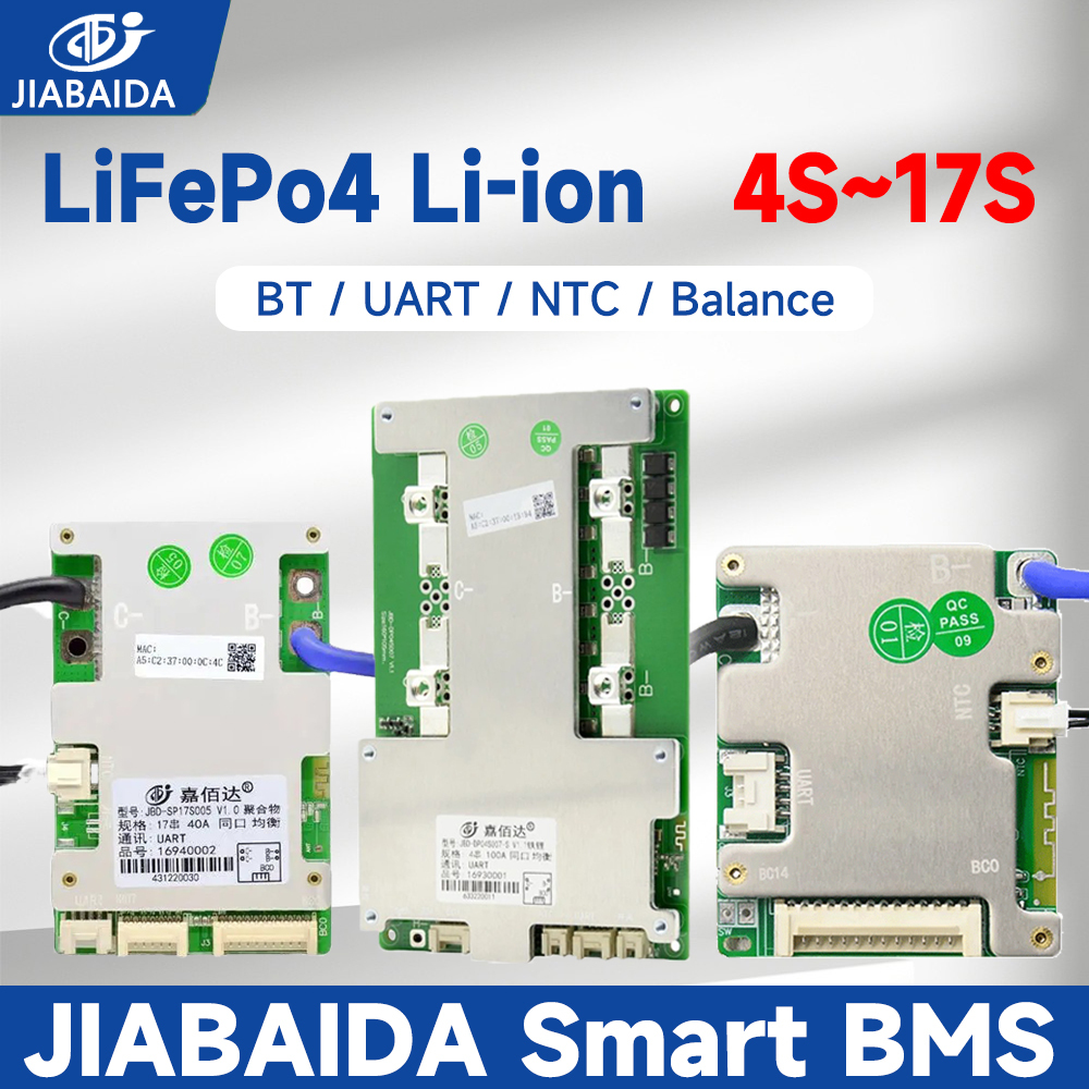 JBD BMS LiFePo4 Li-ion 4S 7S 8S 10S 13S 16S 17S 40A 50A 100A Smart BT ...