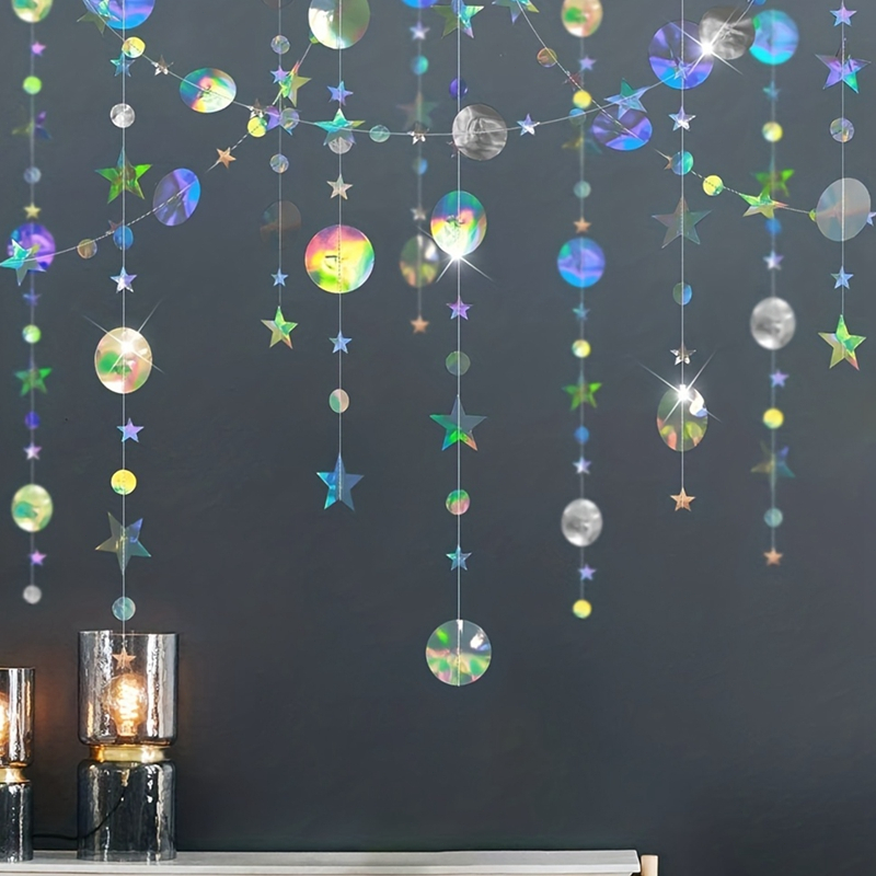 Laser Color Star Moon Circle Dot Garland Party Decoration For Kids Room ...