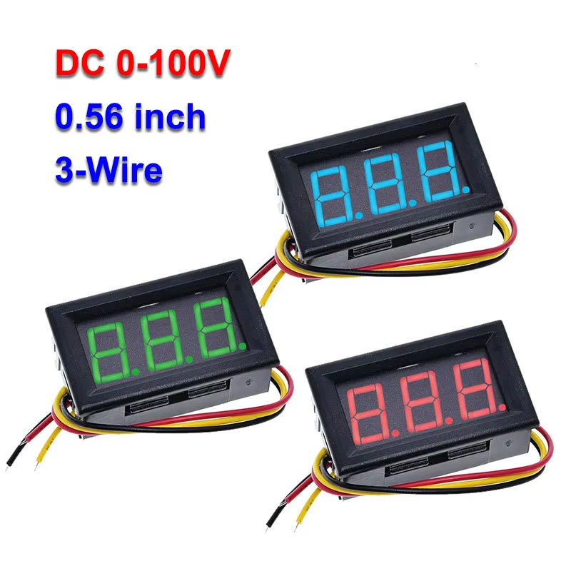 DC 0-100V 0.56 Digital Voltmeter Voltage Meter Red/Blue/Green LED ...