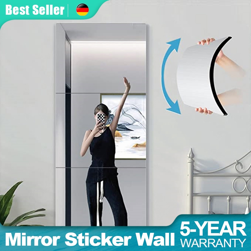 Home DIY HD Mirror Wall Sticker Mirror Self Adhesive Mirror Full Body ...