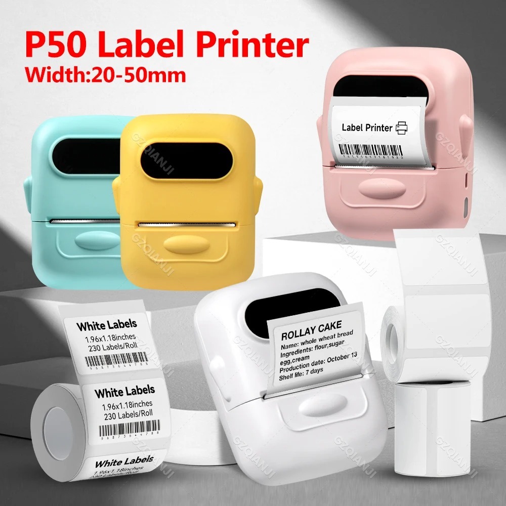 Marklife P50 Mini Portable Thermal Label Printer Label Maker Wireless Bluetooth Pocket Sticker