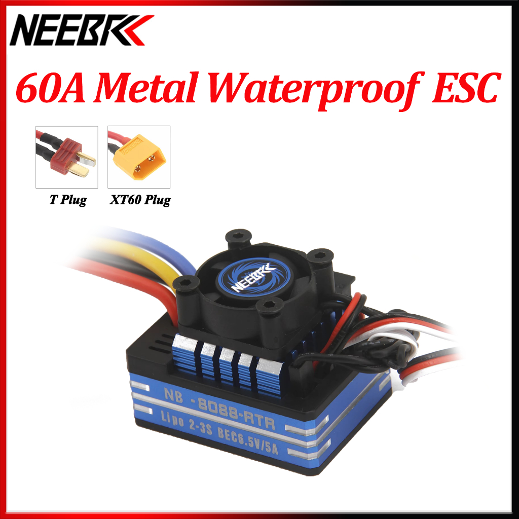 NEEBRC 60A 2-3S Waterproof Metal Brushed ESC T Plug XT60 Plug For 540 ...
