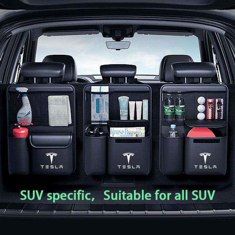 Tesla Car trunk Leatherwear storage bag SUV dedicated storage hanging ...