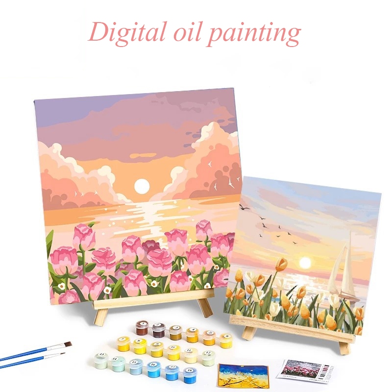 Digital Oil Paint By Numbers 20x20cm Canvas Frame Number Painting Home ...