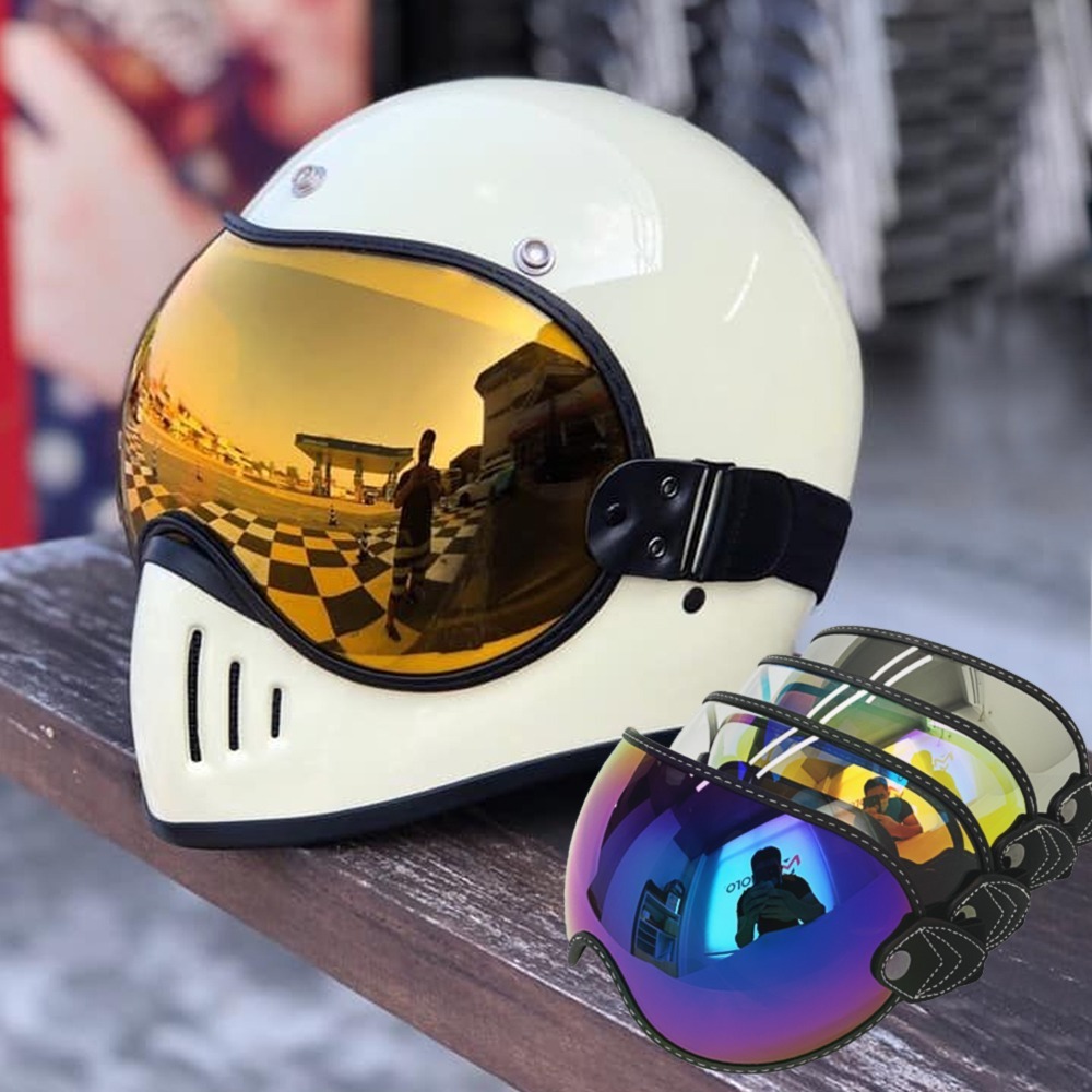 Retro Motorcycle Goggles Wide Field Of View Windproof Dustproof Helmet ...