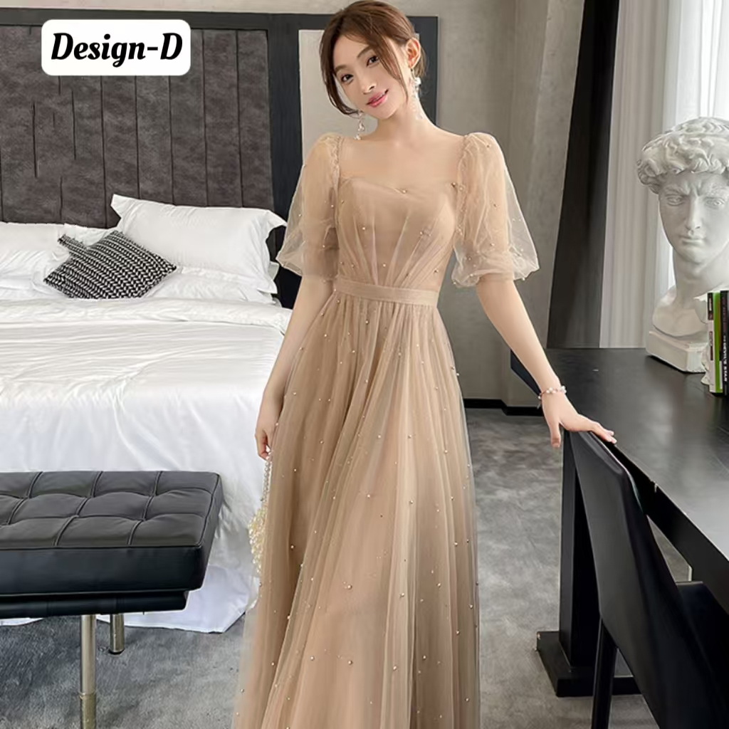 maxi wrap bridesmaid dress Cappuccino Wrap Satin Dress With Flutter Sleeves – Désir Couture