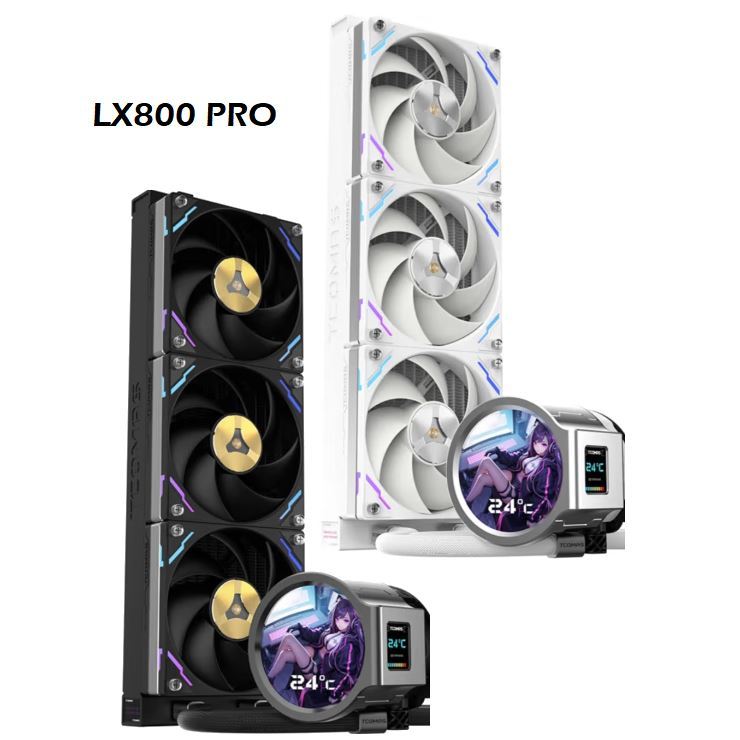 TCOMAS AIO LX800 PRO CPU water cooler dual screens for LGA1851/1700 and ...