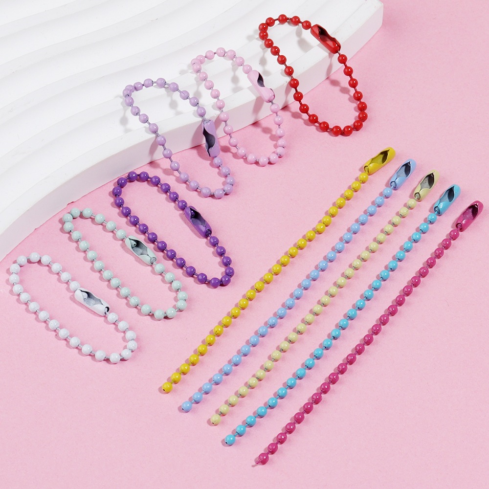 10Pcs 10cm Metal Colored Ball Bead Chains fits DIY KeyChain hand tag ...