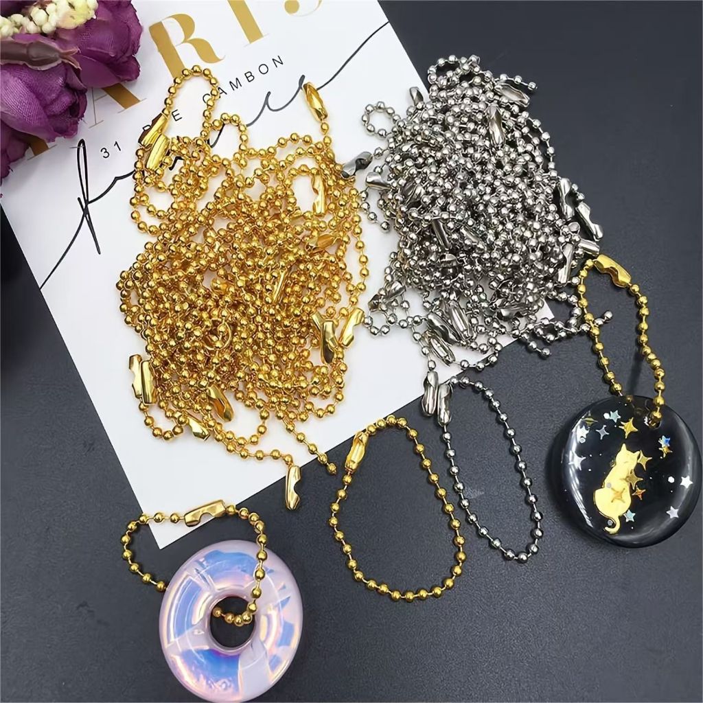 10Pcs 10cm Metal Ball Bead Chains fits KeyChain hand tag Connector DIY ...