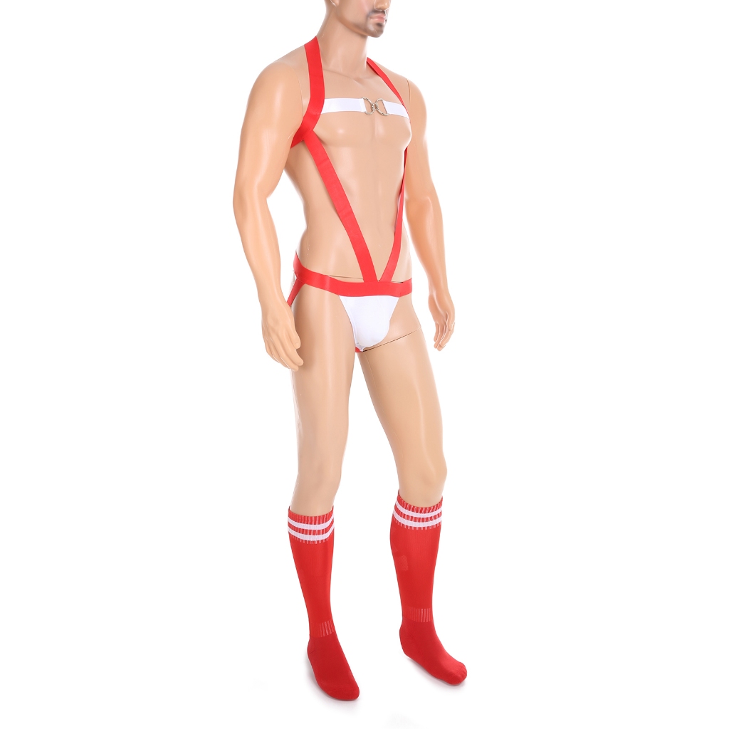 3pcs Sexy men Set Jumpsuits Christmas hat socks V-Shape Elastic Suspender  Halter Neck Chest Harness Hollow Out Bondage Nightclub Performance Clothing  | Shopee Philippines