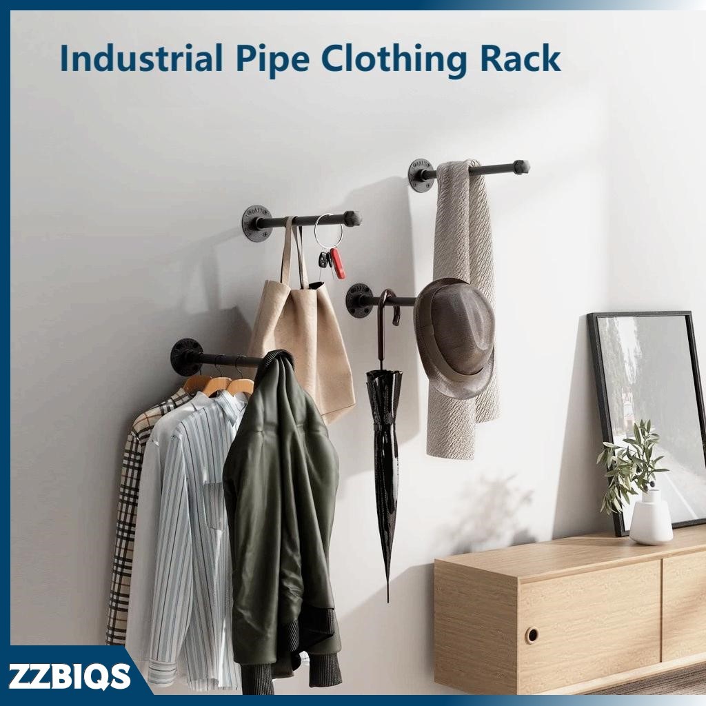 Wall Mounted Clothing Rack Metal Clothes Rack Industrial Pipe Wall ...