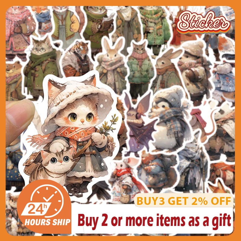 50pcs Cure Winter Animal Stickers Graffiti DIY Phone Laptop Helmets ...