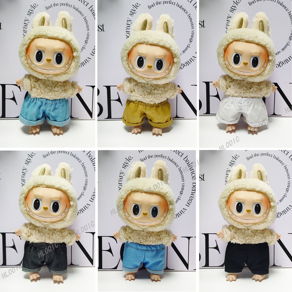 Doll Clothes Compatible With Labubu(17cm-6.7in) Stylish Checkered Pattern Classic Set(No Doll