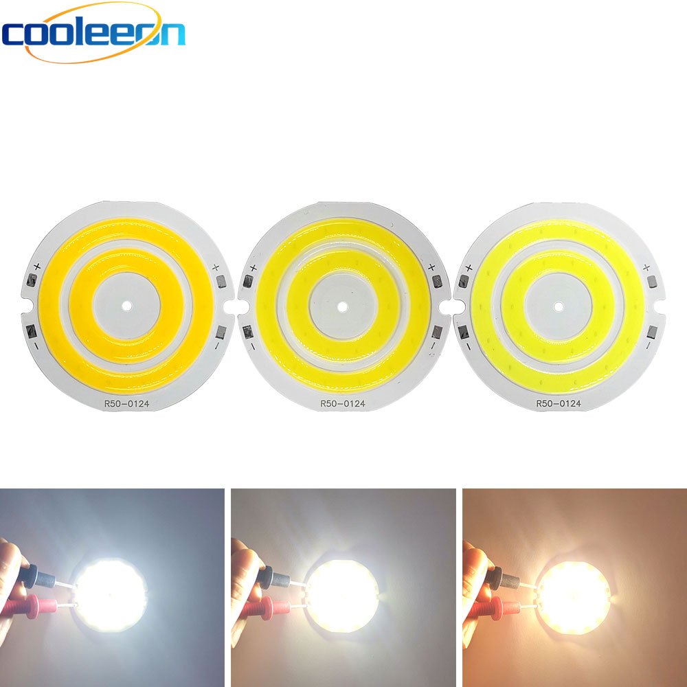 5pcs 50mm Round COB LED Chip Light Bulb 3V 3.7V Battery Powered LED ...
