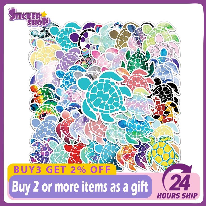 50pcs Color Turtle Marine Organism Stickers for Motorcycle Notebook ...