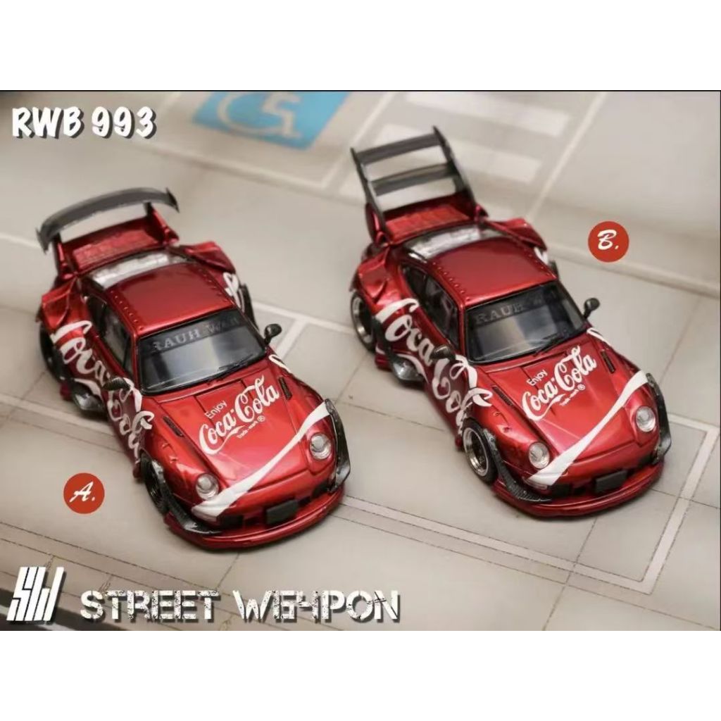 SW 1:64 Porsche RWB 993 Coca-Cola livery High and low rear wing version ...