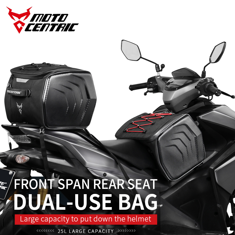 MOTOCENTRIC Waterproof Motorcycle Rear Seat Bag Helmet Storage Front Cross  Back Seat Dual-use Bag Large Capacity Scooter Luggage Reflective Foldable