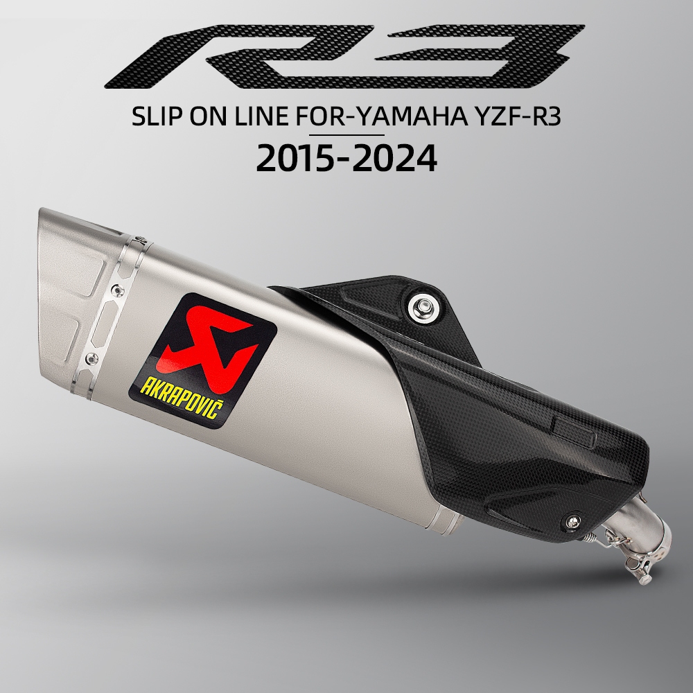 Akrapovic R1 Carbon Cover Racing line slip on Exhaust muffler with mid ...