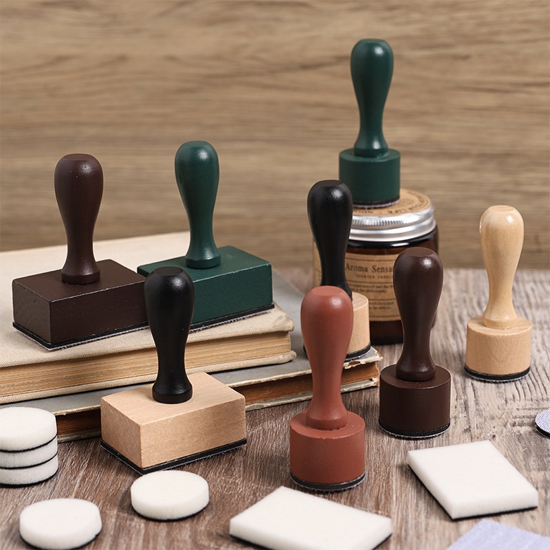 Wooden Handle Coloring Sponges Seals Vintage Hand Account Stamps Ink ...