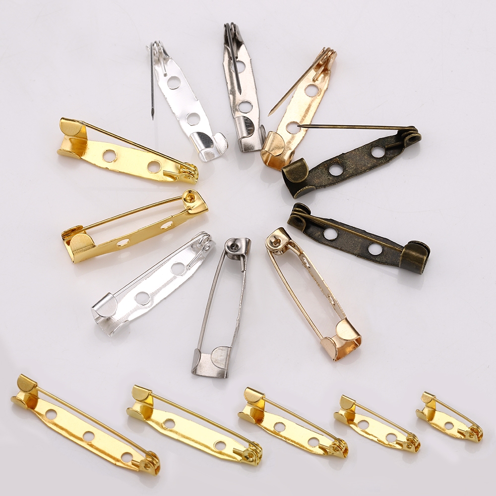 50pcs 15-35mm Brooch Clip Base Pins Silver Gold Safety Pins Brooch ...