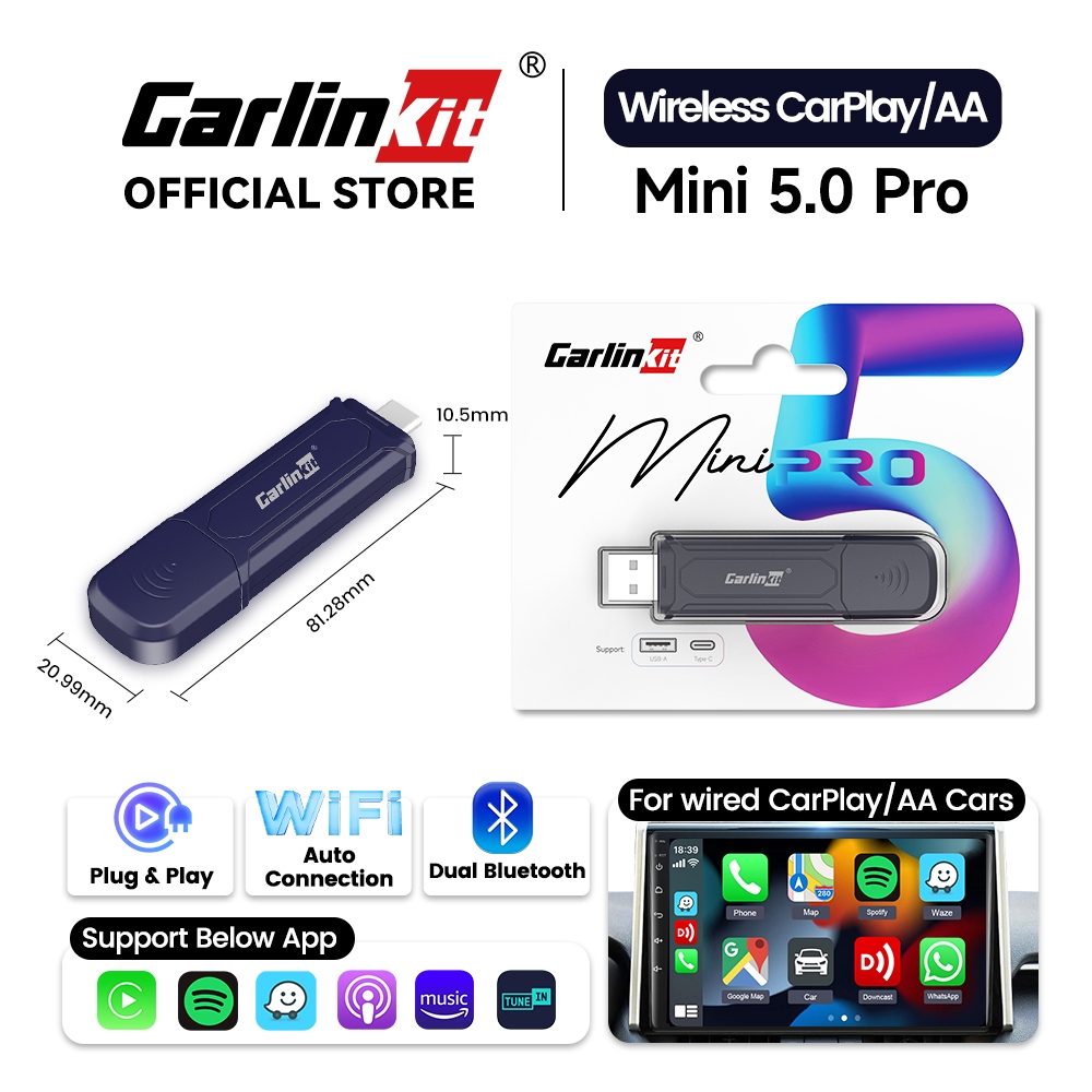 New Release CarlinKit MINI SE 5 0 Pro 2 In 1 Wireless CarPlay Wireless Android Auto Adapter For