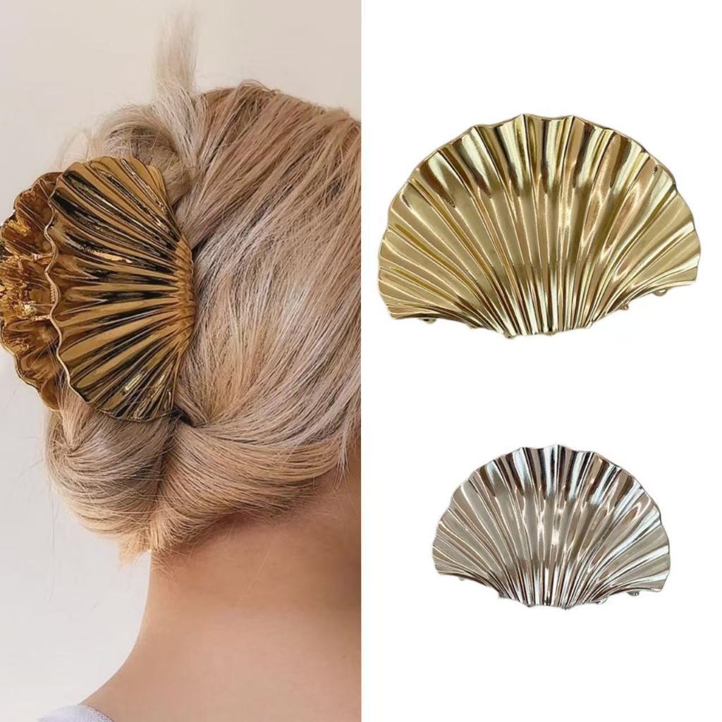 European American Style Exaggerated Metal Shell Grab Clip Temperament ...