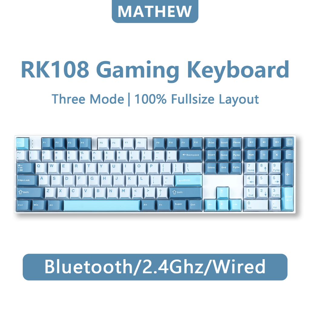 RK108 Keyboard Mechanical RGB Bluetooth 3-mode 2.4G Wireless 100% Full ...