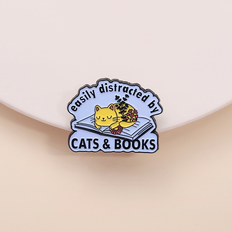Cartoon Books Pins for Backpacks Lapel Pins Cute Cat Badges on Clothes ...