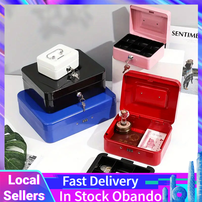20CM Mini Cash Money Box Safe Box Security Lock Box Reusable Portable ...