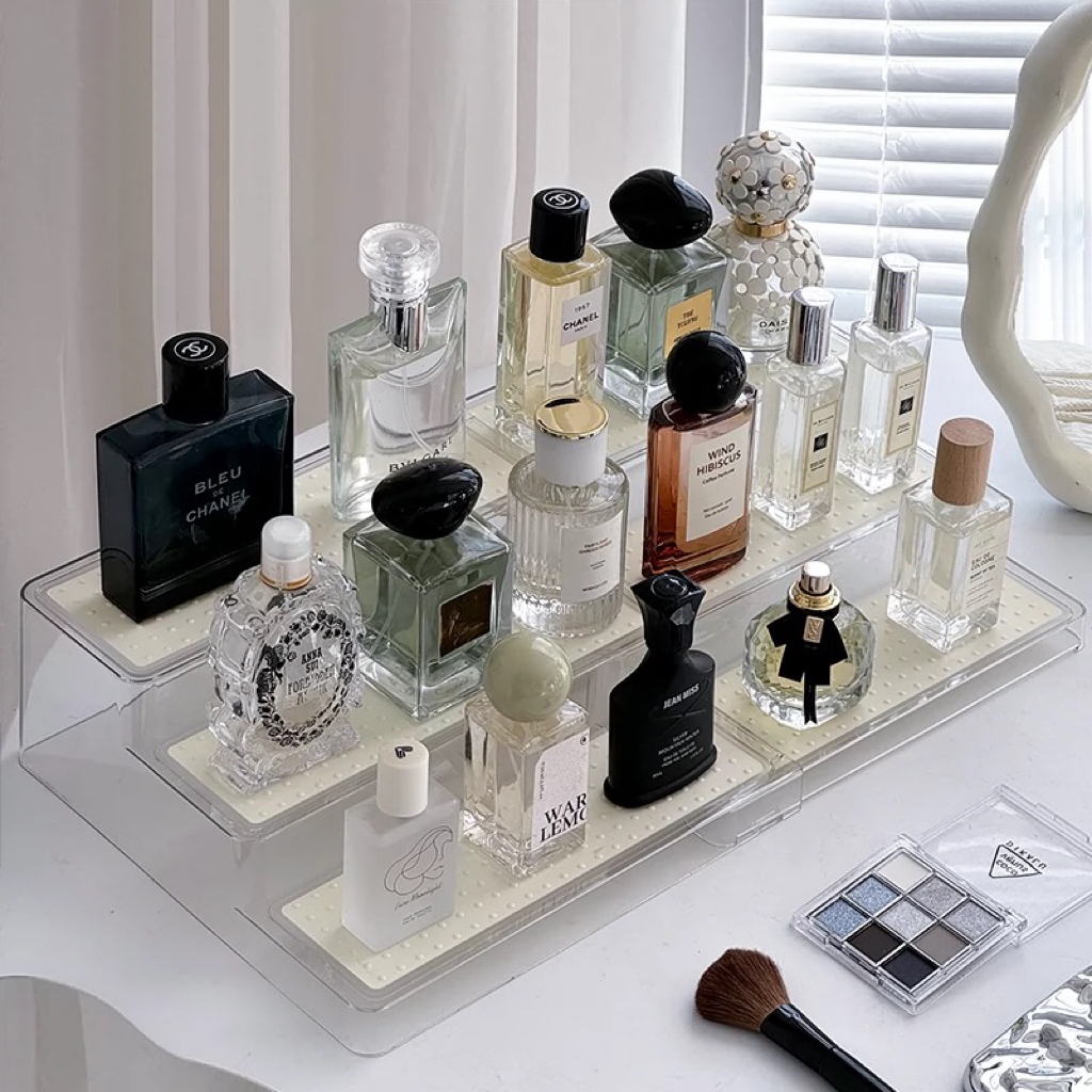 Scalable Perfume Organizer Transparent 3-layer Ladder Acrylic Perfume ...