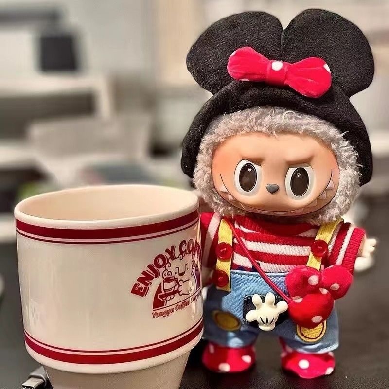 Labubu Party Favor Labubu Doll Clothes Set - Fisherman Hat & Overalls For 17cm Dolls (Style D) Labubu Doll Original