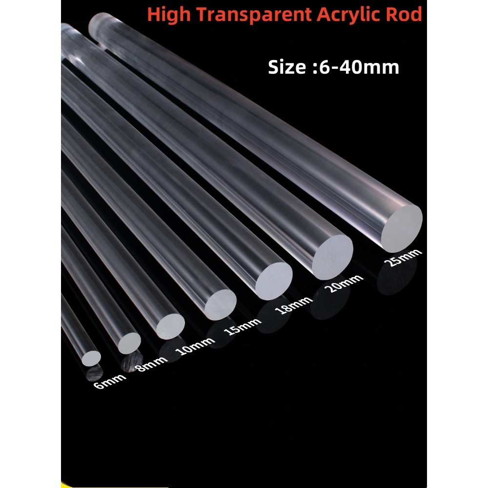 Transparent organic glass rod, solid acrylic rod, cylindrical barrel ...