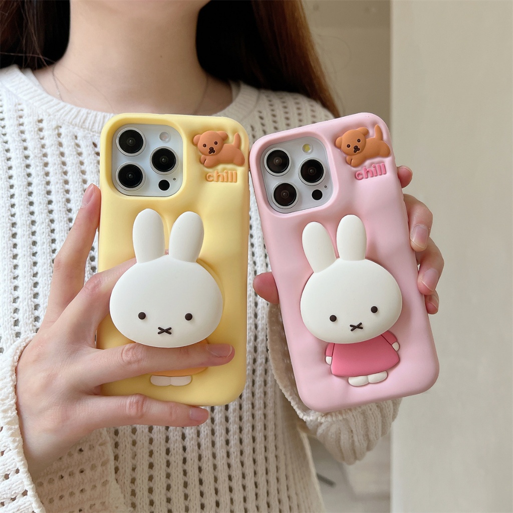 Silicone Soft Shell Stand Miffy Rabbit Iphone Case For IPhone 16 ProMax ...
