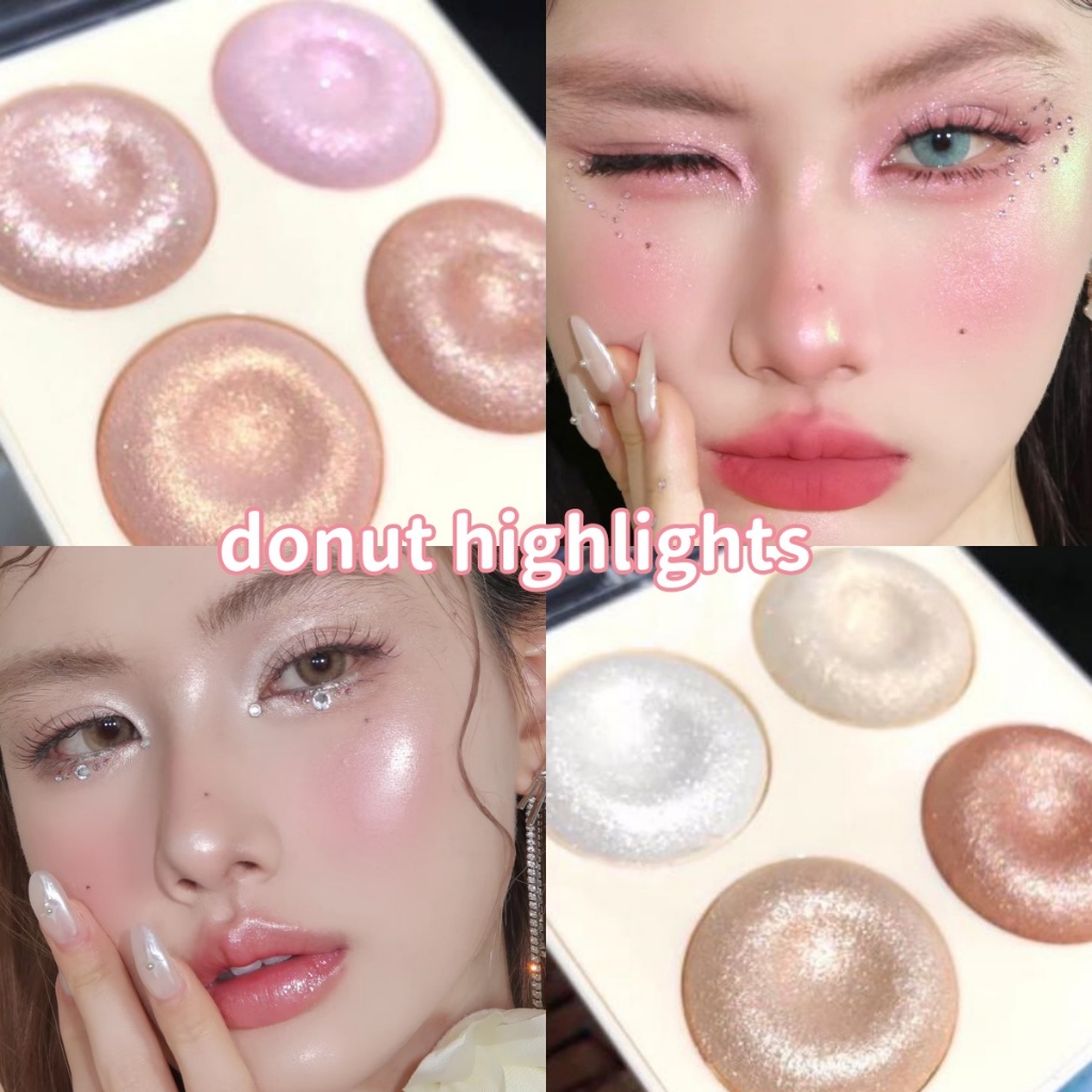 MSYAHO Donut Highlight Palette 4 Colors glitter pearl pigment long ...