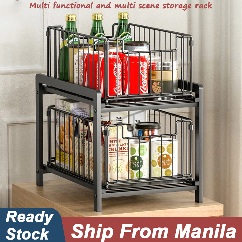 2L Sink Storage Rack Organizer Kitchen Sliding Drawer Kitchen Under ...