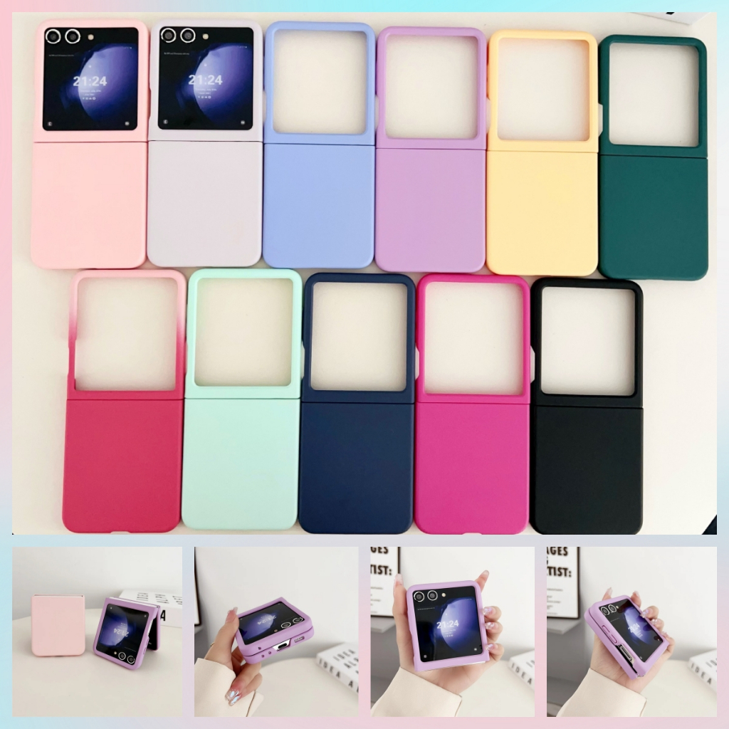 Slim Solid Color Large Window Casing Samsung Galaxy Z Flip 7 6 Flip 7FE ...