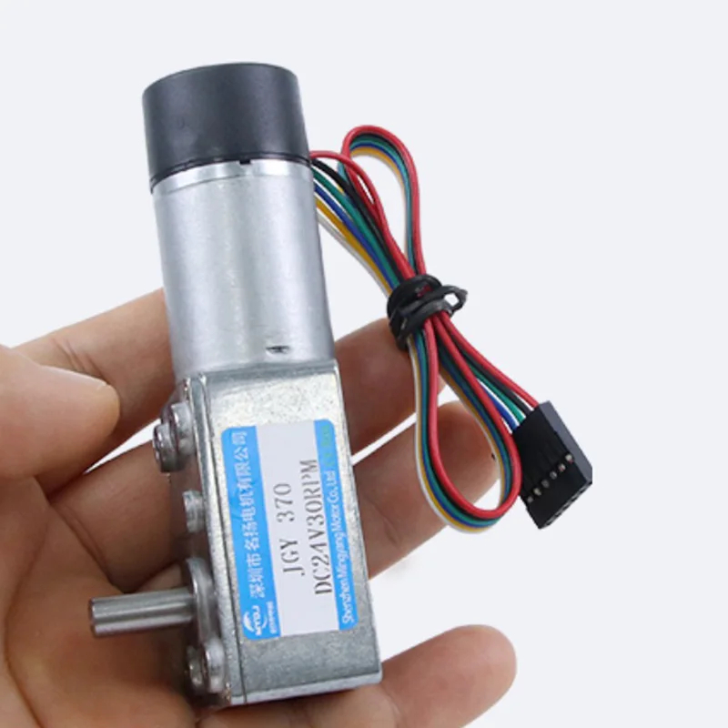 DC Reduction Motor With Encoder 12V 24V JGY370 Worm Gear And Worm Micro ...