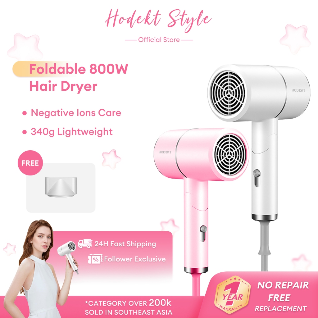 HODEKT Foldable Hair Dryer 800W Portable Blower Professional Hair