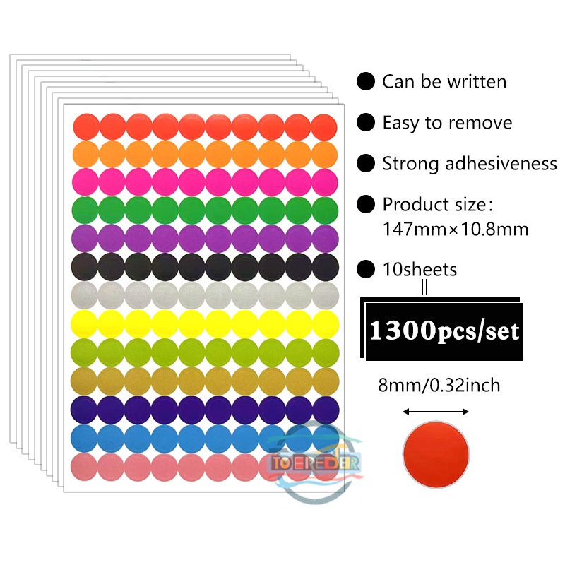 10 pieces/set circular stickers dot stickers self-adhesive colored ...