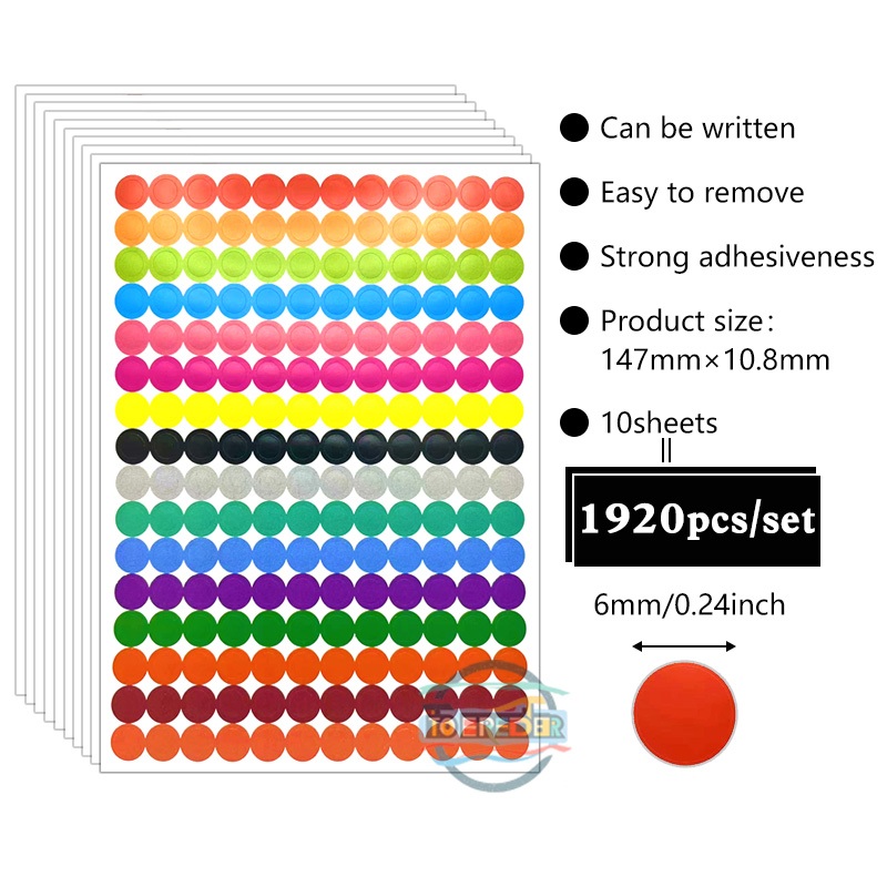 10 pieces/set circular stickers dot stickers self-adhesive colored ...
