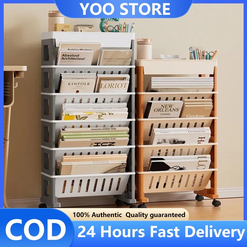 5/6 Layers Bookshelf With Wheels File Organizer Bookshelf Multi ...