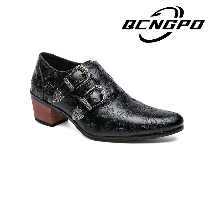 Groom Leather Shoes Business Derby Conference Men's Breathable Heightening  6cm Wedding Dress Office Waterproof Lace-Up Formal